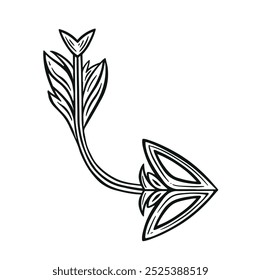 Line arrow refresh symbol in retro tattoo style