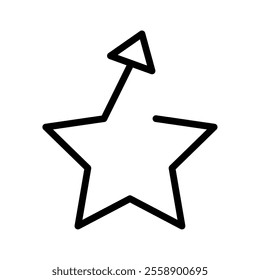 line arrow star pointing up right isolated vector icon