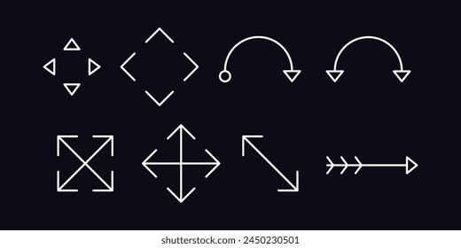 Line Arrow vector icon set Arrow Direction Icons Set Vector Graphics Illustration