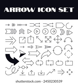 Line Arrow vector icon set Arrow Direction Icons Set Vector Graphics Illustration