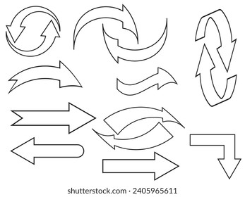 Line arrow vector set.  Arrow line icon set. Arrow design.  Vector illustration