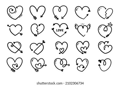Line Arrows Cupid heart shape for valentine card decoration
