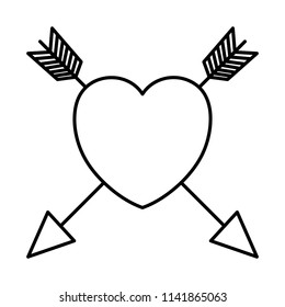line arrows design inside heart romance symbol