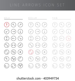 Line arrows icon set