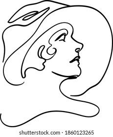 Line Art 1920 Woman Face Line Stock Vector (Royalty Free) 1860123265 ...