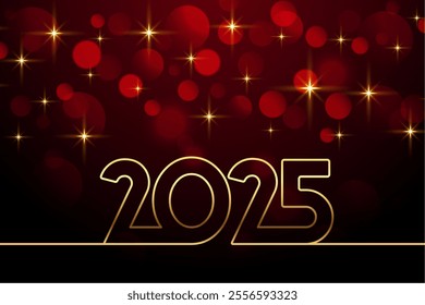 line art 2025 new year bokeh background with copy space vector