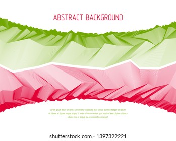Line art 3d abstract vector background with geometric linear terrain surface of fantastic cosmic planet landscape, science fiction illustration. Usable as template for layout with copy space for title