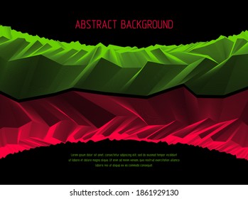 Line art 3d abstract vector background with geometric linear terrain surface of fantastic cosmic planet landscape, science fiction illustration. 