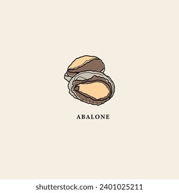 Line art abalone illustration. Seafood illustration