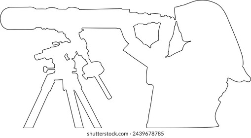 Line Art About Monitoring the Entry of the New Moon in Islam