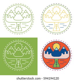 line art abstract adventure vector labels set