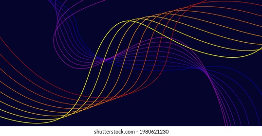 Line art abstract background with colorful dynamic waves.