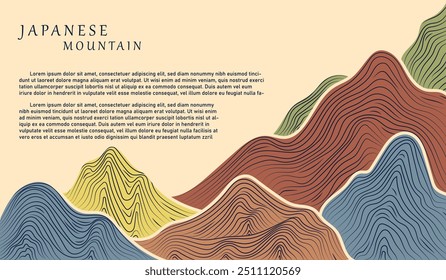 FONDO ABSTRACTAS DE ARTE DE LÍNEA, PATRÓN DE PAISAJE DE MONTAÑA, ELEGANTE, LUJO, FONDO DE PANTALLA, INVITACIÓN, CARTEL, FOLLETO	