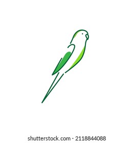 line art abstract bird green parakeet logo design, vector graphic symbol icon illustration