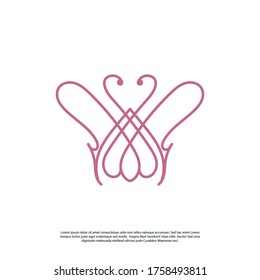 line art abstract butterfly vector logo