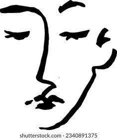 Cara abstracta de arte de línea. Lápiz de tinta cara abstracta.