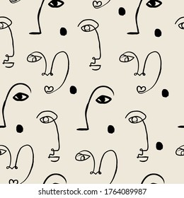 El resumen de arte de línea se enfrenta a un patrón de fondo. Concepto de ilustración minimalista y moderno.