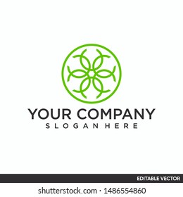 LINE ART ABSTRACT GEOMETRIC FLOWER LOGO