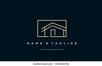 A Line Art Abstract House/villa Logo 