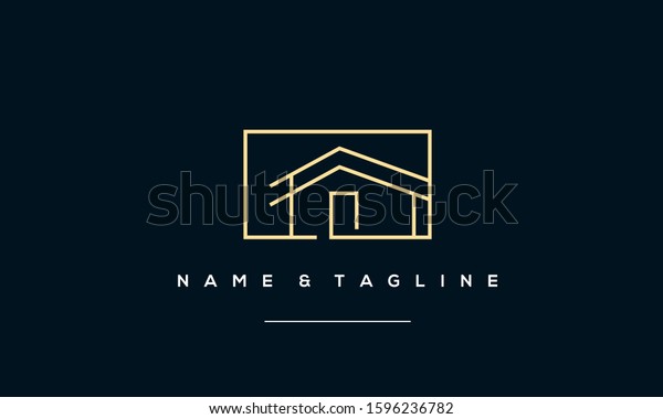 Line Art Abstract Housevilla Logo Stock Vector (Royalty Free ...