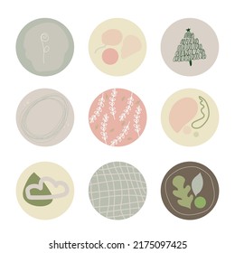 Line art. Abstract minimal design in pastel tone circle. Vector illustration.
