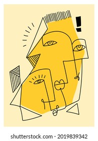 Line art abstract portrait character drawing,line ,sketch vector illustration.