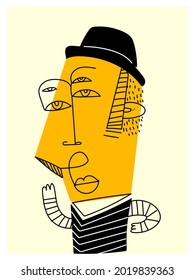 Line art abstract portrait character drawing,line ,sketch vector illustration.