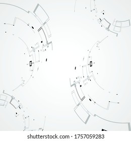 Formas redondeadas abstractas de líneas para el diseño de conceptos. Ilustración gráfica vectorial. Papel geométrico creativo. Concepto de forma moderna. Concepto de tecnología futurista