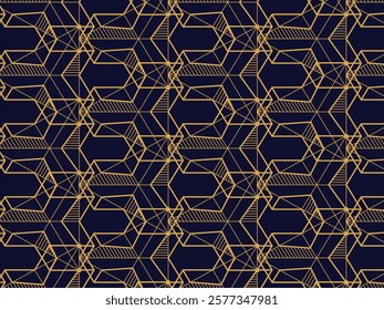 line art abstract seamless pattern design on navy blue background