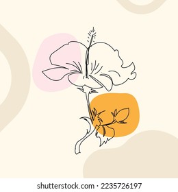 Line Art Abstract Vector Flower with Doodle Organic Shapes, Modern Trendy Design, Contemporary Artwork, Aesthetic Contour
