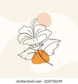Flor vectorial de arte de línea con formas orgánicas de garabato, diseño moderno de moda, arte contemporáneo, contorno estético