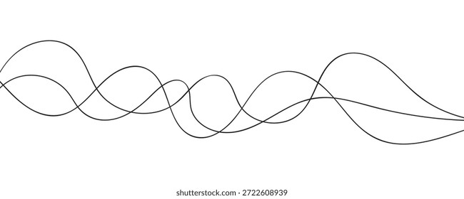 Ilustración vectorial abstracta de arte lineal. Líneas onduladas.