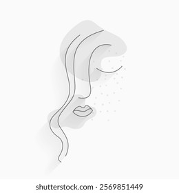line art abstract woman face sketch in minimalist style vector