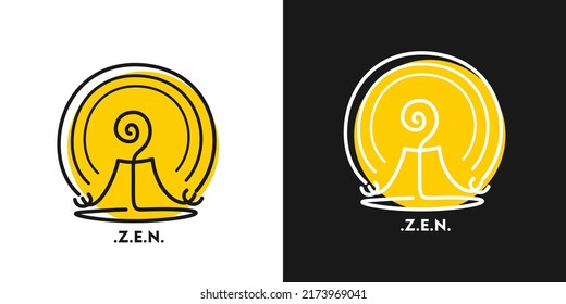 line art abstract zen meditation logo dark and light