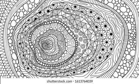 Line art abstract zentangle-inspired design for background, adult coloring book,coloring page and so on. Vector illustration