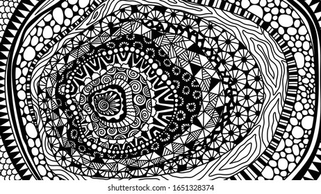 Line art abstract zentangle-inspired design for background, adult coloring book,coloring page and so on. Vector illustration