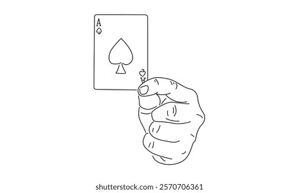 line art of ace of spade card illustration