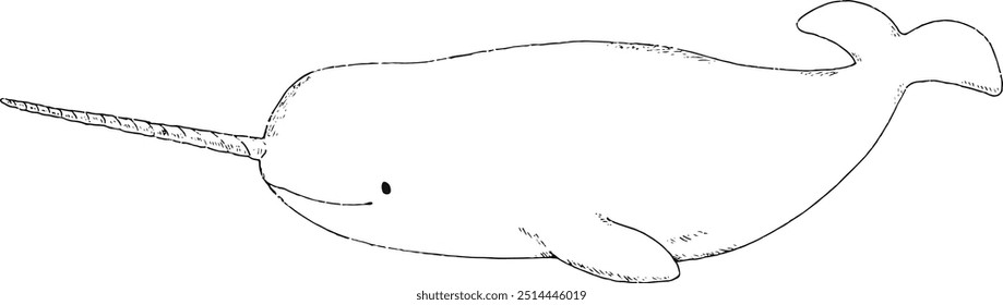 Linha de arte de Narwhal adorável