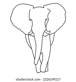 line art of an adult elephant. fanged elephant. big elephant