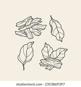 Line art agarwood vector collection