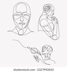Line art ai robot vector