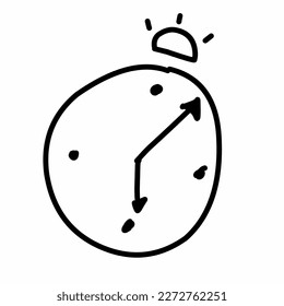 line art alarm clock on a white background.