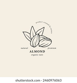 Line art almond nut logo