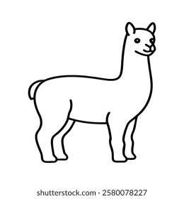 Line art Alpaca vector illustration.