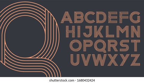 LINE ART ALPHABET ART DECO FONT STYLE