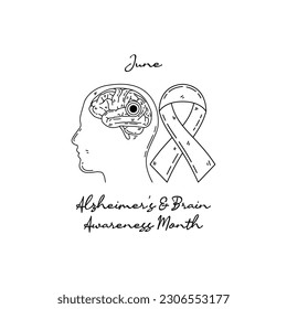 line art of alzheimer's and brain awareness month good for alzheimer's and brain awareness month celebrate. line art. illustration.