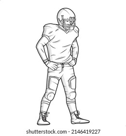 line art American Football player, sketch drawing