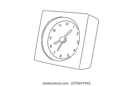 line art of analog clock illustration