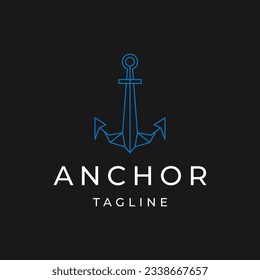 Plantilla vectorial de diseño de logotipo de anclaje de línea