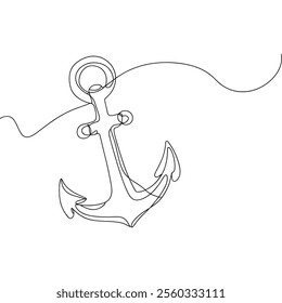 Line Art of an Anchor with Rope vector